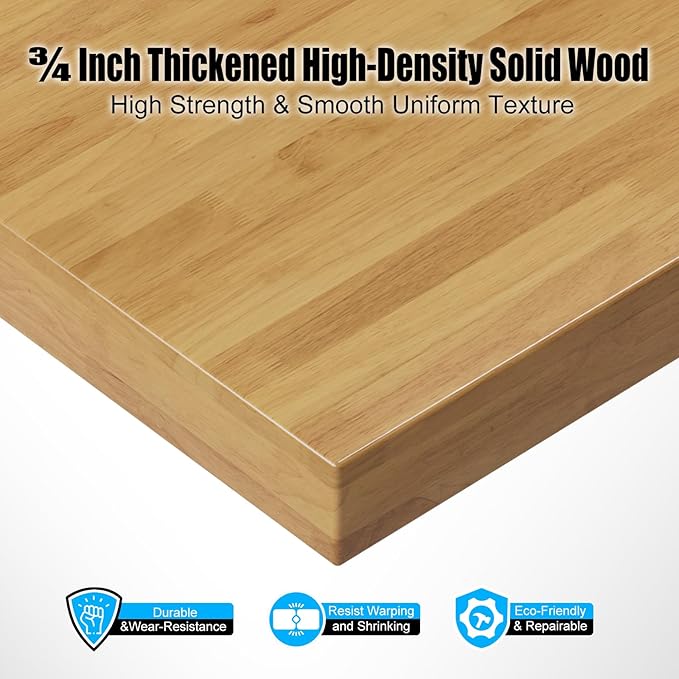 60" Heavy-Duty Solid Wood Work Bench Work Table with Drawers, Adjustable Height Portable Workbench with Power Outlets, 3000 Lbs Capacity Workstation for Garage, Workshop, Office, Shop