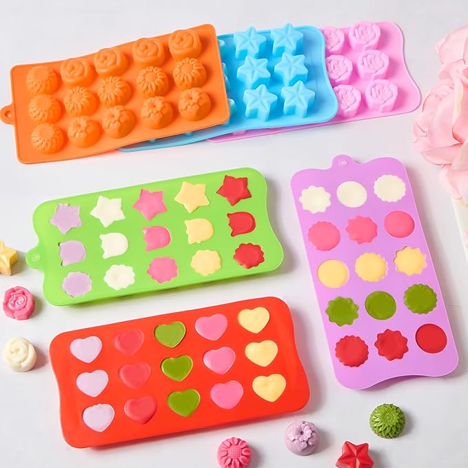 Flower Silicone Molds for Chocolate, 15-Cavity | Include Rose Heart Star Shapes - Image 5