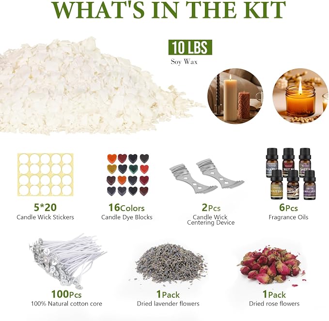 FUHITIM Soy Candle Wax Kit for Candle Making 10 lbs Bag, Premium Natural Soy - Image 2