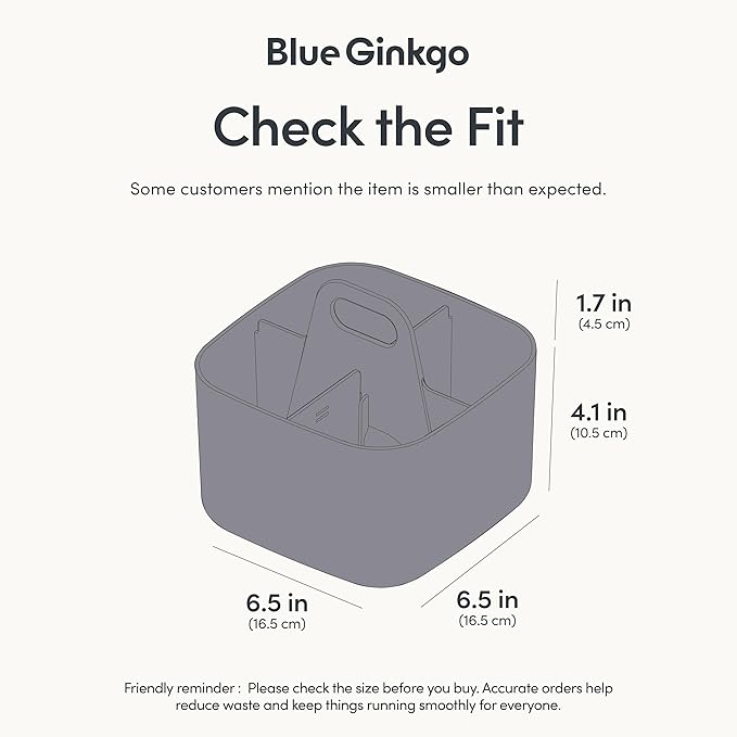 BLUE GINKGO Stackable Organizer Caddy, Dark Grey, Made in Korea | Portable. - Image 3