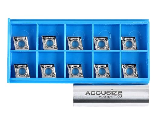Accusize Industrial Tools CCGT32.52 Uncoating Carbide Inserts, 10 Pcs, for Machining Aluminum, 6600-0002x10