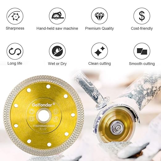 GoYonder 3 Pack 4.5"D115mm Super Thin Diamond Ceramic Saw Blade Porcelain Cutting Blade for Cutting Ceramic Or Porcelain Tile