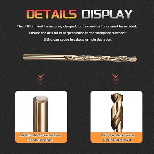 Drill Bit, #15 Cutting Diameter, 4341 HSS Gold Finish 135° Cutting Angle Number Jobber Bits - (Applications: for Drilling Soft Metal Plastic Wood), 5-Pieces