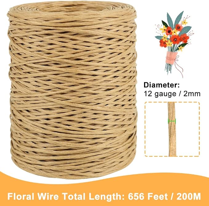 Tenn Well Floral Binding Wire, 656 Feet 2mm Paper Covered Wire Rustic Vine Wires - Image 4