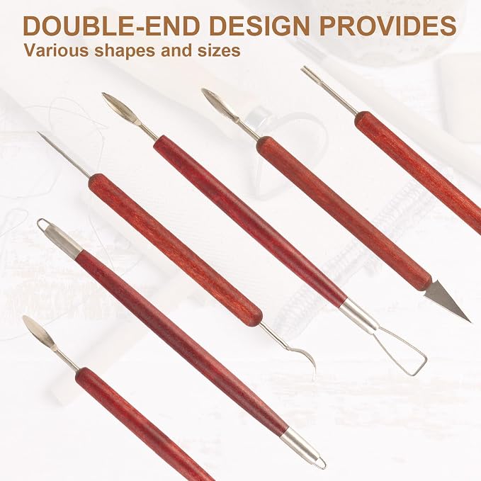 DIYOOHOMY Double-Ended Clay Sculpting Tools Set, Professional Ceramic Modeling - Image 3