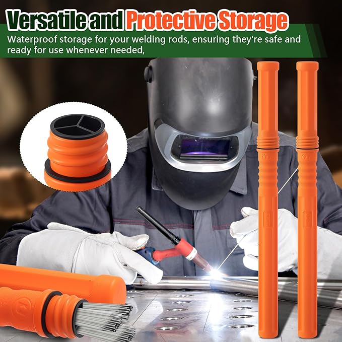 Tandefio 4 Pcs Welding Rod Storage Tube 40 Inch Tig Rod Storage Canisters Welding Electrode Holder Airproof Waterproof Container(Orange)