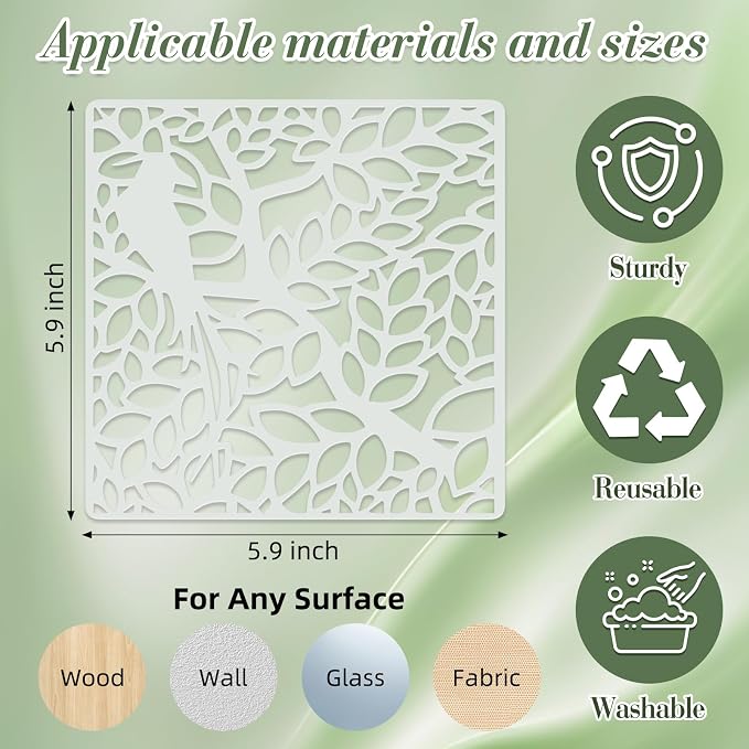Geometric Texture Stencils for Crafts Reusable 16Pcs Stencils | DIY Art - Image 4