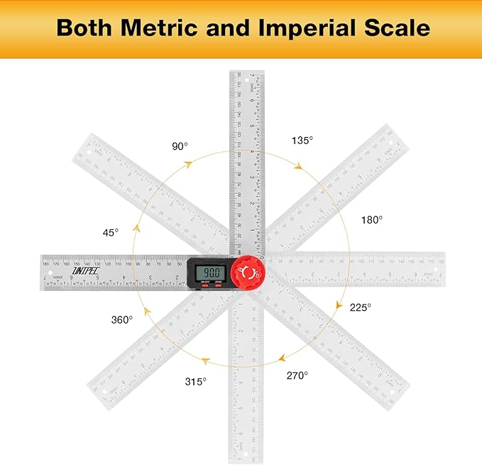 Digital Angle Finder Protractor, Angle Finder Ruler,Stainless steel 7inch 200mm 7inch/200mm, Angle Measuring Tool for Woodworking,Carpenter,Construction,DIY Measurement (Stainless Steel)