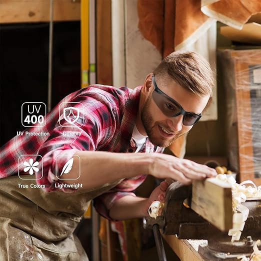 Clear Safety Glasses Bulk of 10 ANSI Z87.1 Protective Eyewear Scratch-Resistant for Work, Lab, Construction