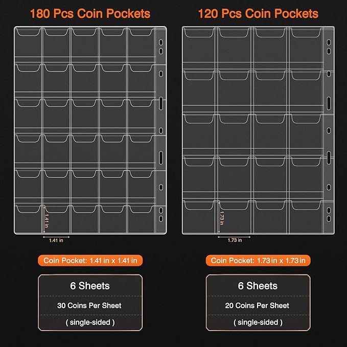 Coin Collection Book with Lock, Fireproof Holders - Image 4