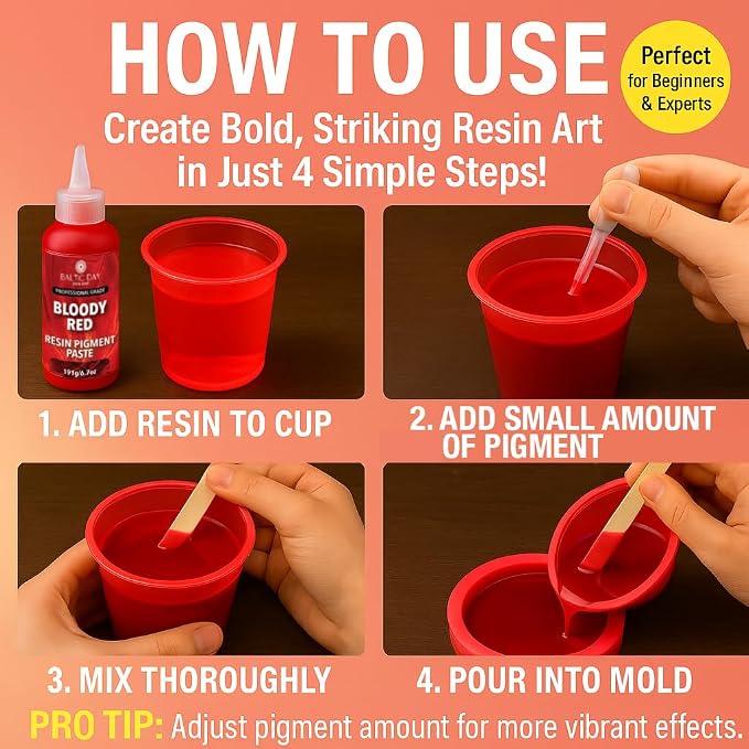 Bloody Red Epoxy Resin Pigment Paste XL – Opaque Epoxy Dye & High Concentration - Image 7