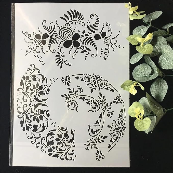 TIAMECH A4 Reusable Flower Lace Stencil - Image 3