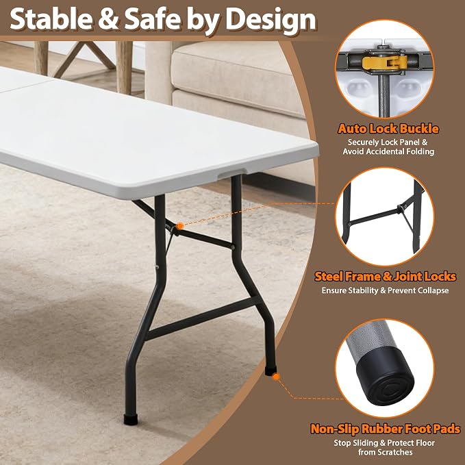 SUPER DEAL 8FT Folding Picnic Table - Image 4