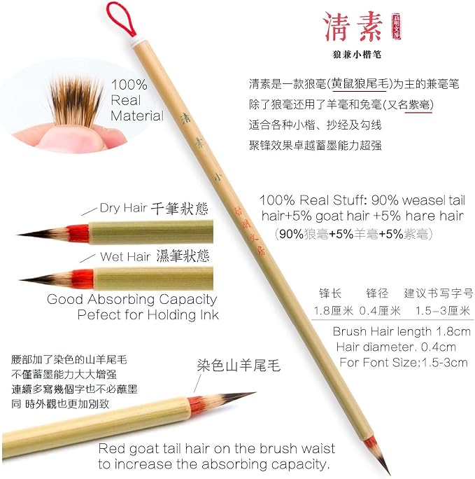 Professional Chinese Calligraphy Set Small Regular, Extra fine Calligraphy Brush - Image 4
