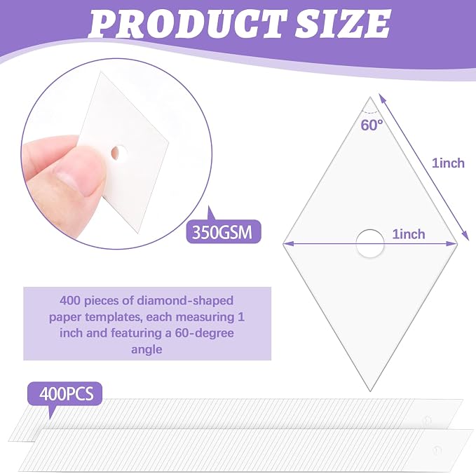 400 PCS Paper Piecing 1", Diamond Quilting Templates - Image 2