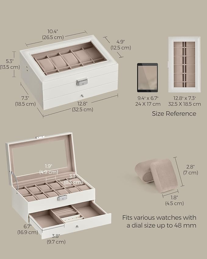 SONGMICS Watch Box, 12-Slot Watch Case Organizer - Image 5