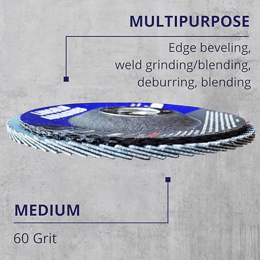 100 Pack Flap Discs 60 Grit 4.5" x 7/8" Sanding Wheels
