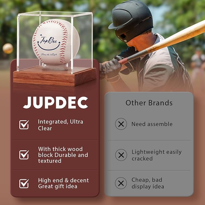 JupDec Baseball Display Case 4 Pack, Autograph Baseball Stand Box - Image 6