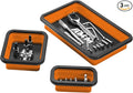 AMM Foldable Magnetic Parts Tray Set, 3 Different Size Magnetic Tool Trays for Bolts Screws Nuts & Small Metal Parts, Mechanic Tool Present for Men，Orange