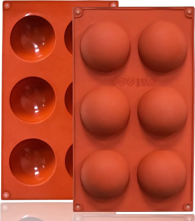 Lerykin 2 Pack Large 6-Cavity Semi Sphere Silicone Molds, Non-Stick Baking Mold by Lerykin