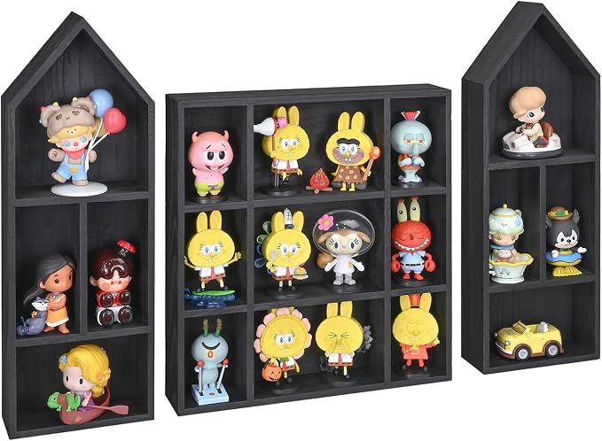 Ikee Design 3 Pcs Set Wooden Shadow Cubby Box Display Shelf Organizer Storage by IkeeDesign