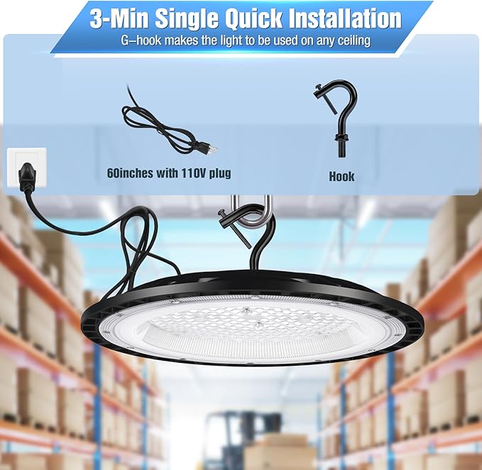 12 Pack 100W UFO Led High Bay Light Fixture,5000K Daylight Commercial Shop Bay Lighting,120v,15000LM,[450W MH/HPS Equiv.] US Plug Area Lighting for Garage/Warehouse/Barn/Gym/Factory/Workshop