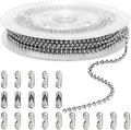 Jishi 33ft Stainless Steel Ball Chain 2mm Bead Dog Tag Chain Beaded Necklace by Jishi
