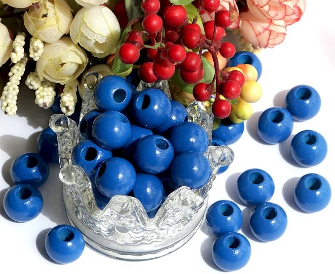 240Pcs 16mm Navy Blue Wood Beads - Image 4