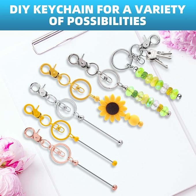 20 Pcs Beadable Keychains Bulk Kit – DIY Keychain Making Supplies - Image 5