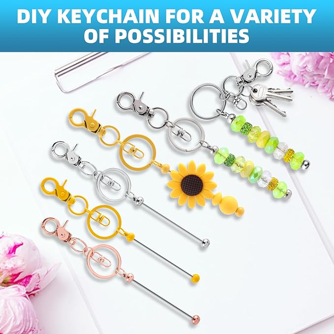 100 Pcs Beadable Keychains Bulk Kit – DIY Keychain Making Supplies - Image 5