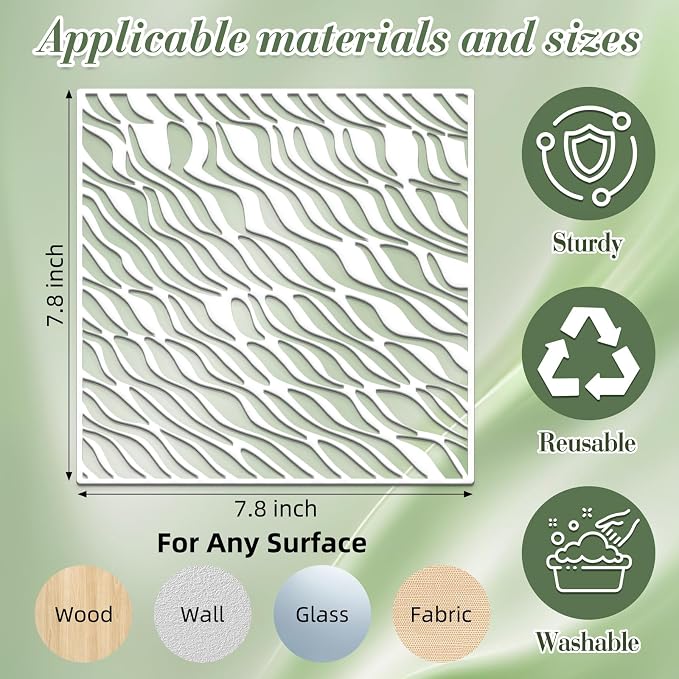 Geometric Texture Stencils for Crafts Reusable 36Pcs Stencils | DIY Art - Image 4
