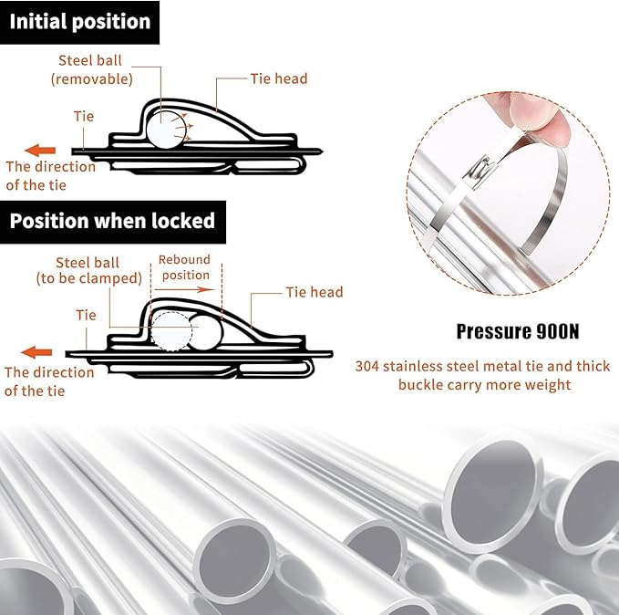Idong Metal tie wrap Gun kit,Stainless Steel Cable Tie Gun and 100PCS 4.6 x 270mm Stainless Steel Cable Ties,Zip Tie Tool,Cable Tie Gun