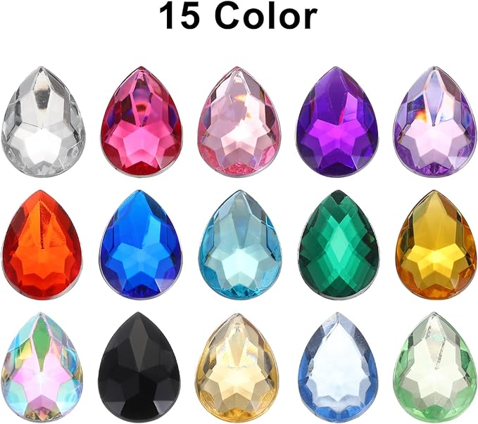 MECCANIXITY 50PCS Flat Back Acrylic Teardrop Gems 18x25mm Artificial Rhinestones - Image 5