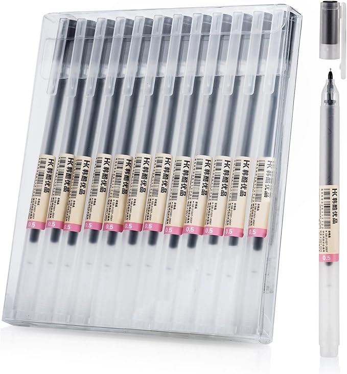 BEIWO Premium Black Gel Pens, Extra Fine Point Pens Smooth Writing Ballpoint by BEIWO