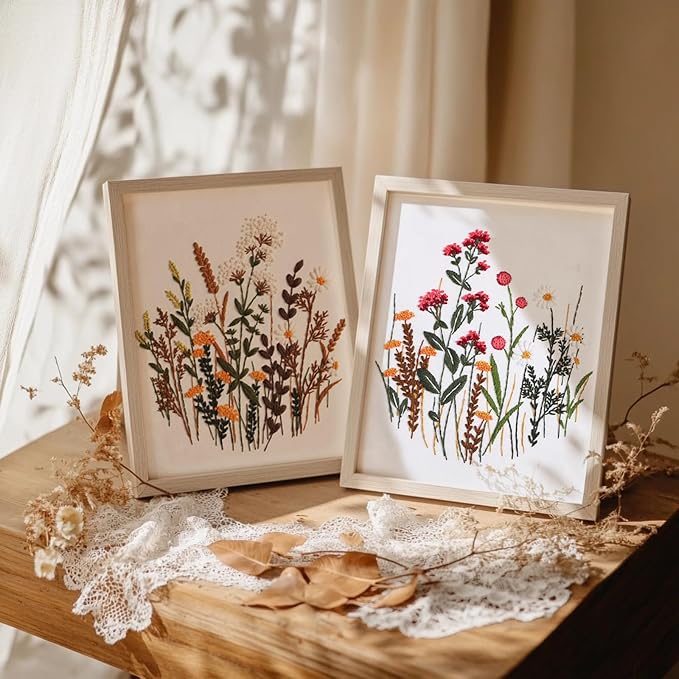 COCOMOX 3 Sets Embroidery Practice Kits, Flower Pattern Embroidery Kit - Image 2