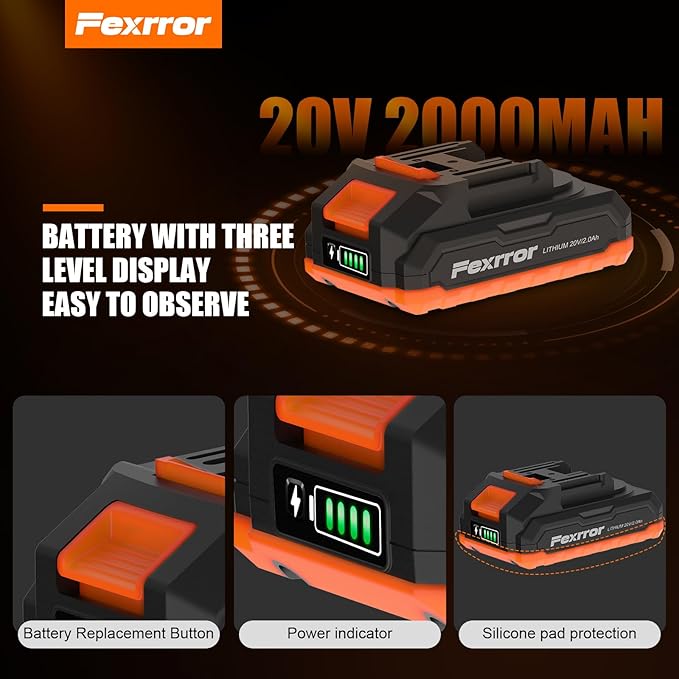Cordless Oscillating Tool, 20V Oscillating Multi Tool with 2000mAh Battery, 8000-19000RPM, 6 Variable Speed, Dust Port, 3.2° Oscillating Angle, LED Light, Carrying Case for Cutting, Sanding