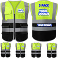 BeautyWill Custom Safety Vest Customized Logo Class 2 High Visibility Reflective Vest with Pockets Construction workwear