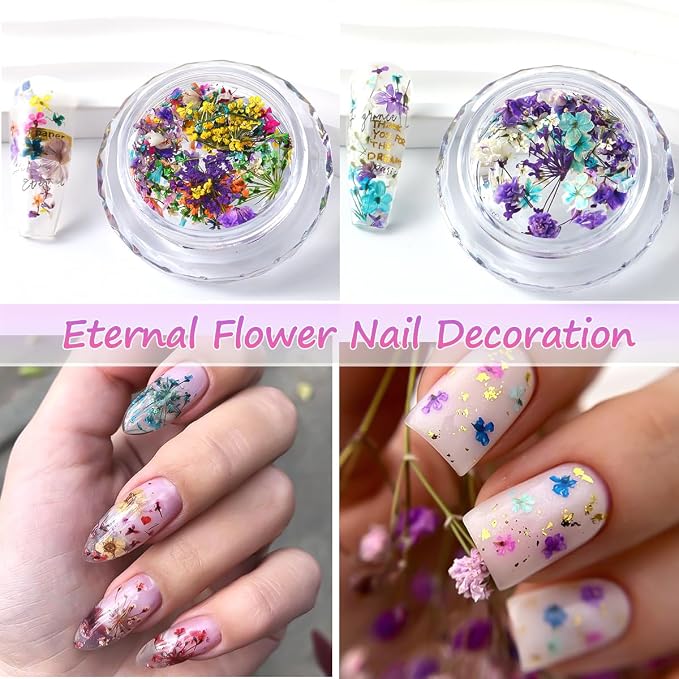8 Boxs Dried Gypsophila Flowers Nail Art Decoration | Mixed Mini Hydrangea - Image 5