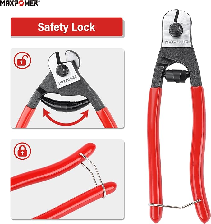MAXPOWER Wire Cutter, 8-Inch Wire Rope Cutters for Steel Wire, Wire Seals, Aircraft Bicycle Cable, Cable Cutter Cuts Up to ¹³/₆₄"(5mm)