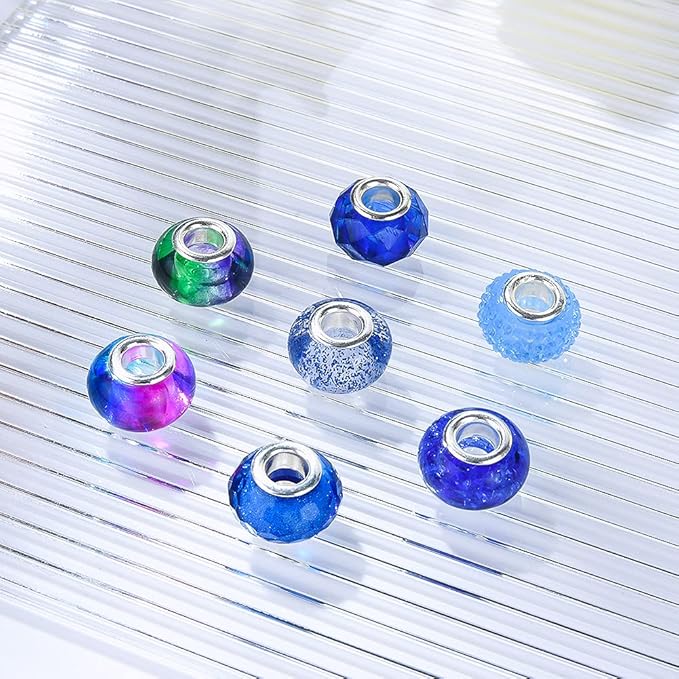 Aipridy European Large Hole Beads, Colorful Glass Charm Beads Set - Image 2