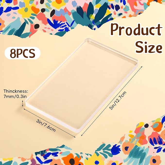 Threlaco 8 Pack Monoprinting Print Plates 5 x 3 Inch Reusable Silicone Plate - Image 2