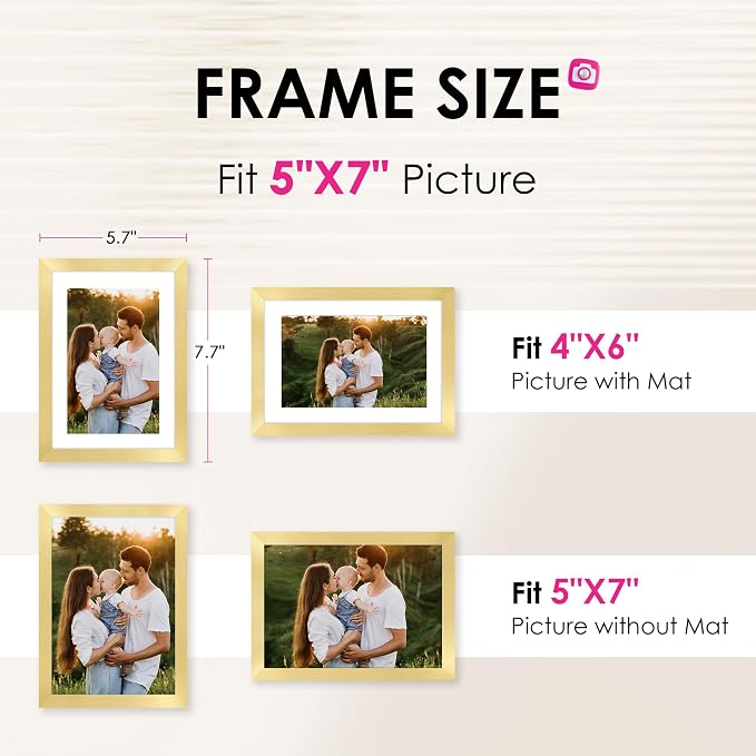 FIXSMITH 5x7 Picture Frame Set of 2, Photo Frame - Image 2