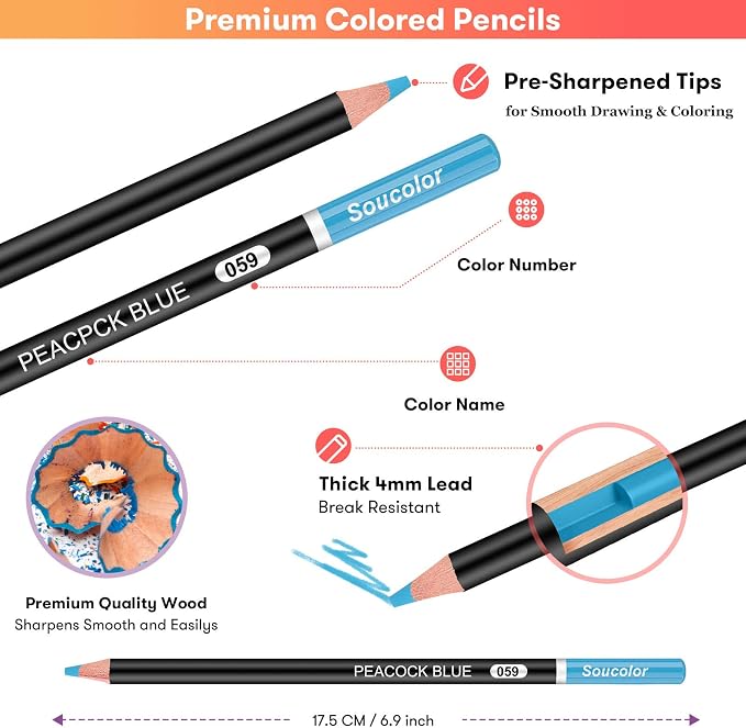 Soucolor 180-Color Artist Colored Pencils Set - Image 2
