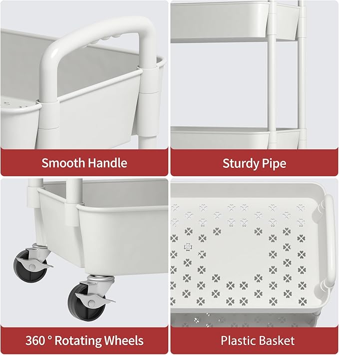 Sywhitta 4-Tier Plastic Rolling Utility Cart - Image 3
