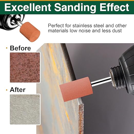 20 Pcs Cone Sanding & Grinding Bits Set, 1/8 Shank Aluminum Oxide Abrasives for Rotary Tools (Wood, Metal, Stone)