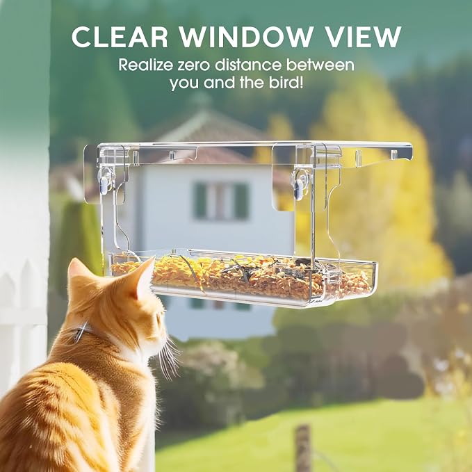 SUNALLY Window Bird Feeder for Outdoors, Outside Wild Bird Watching for - Image 5