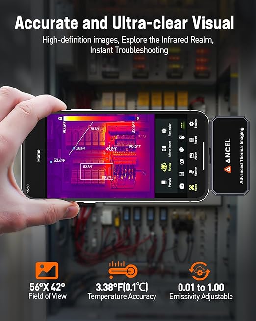 ANCEL IR101 Thermal Imaging Camera, 512x384 IR Resolution Thermal Camera for iPhone iPad (iOS), 25Hz Refresh Rate Thermal Imager with Lightning Port for Home/Pets/HVAC/Engine/Industrial Inspection