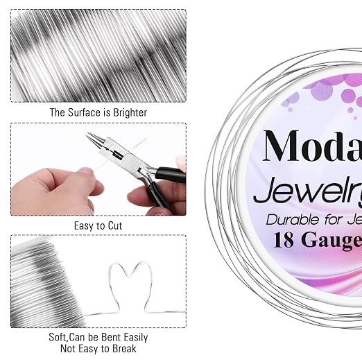 Modacraft 18 Gauge Silver Jewelry Wire & 4-in-1 Pliers Kit - 65FT Anti-Tarnish - Image 3