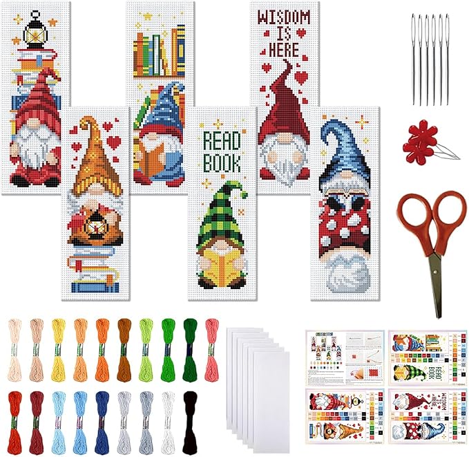 FREEBLOSS 6 Set Cross Stitch Bookmark Kit 11 CT Stamped Cross Stitch Kit DIY by FreeandCreativeCraftsArt