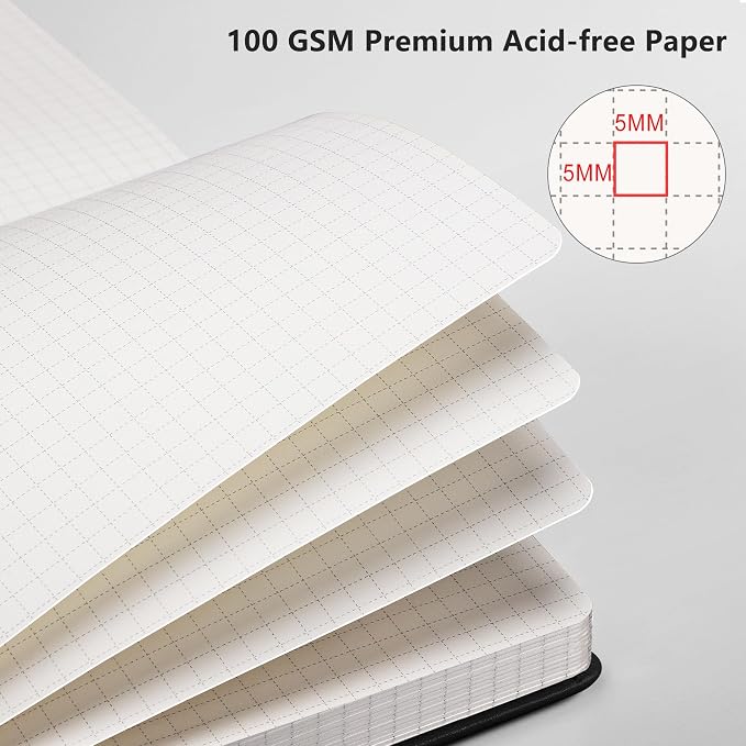 RETTACY Graph Grid Paper Notebook, 192 Pages, A5 Size | 5 Squares per Inch - Image 3